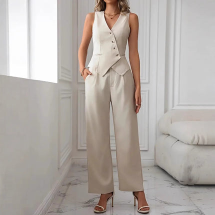 Women's Fashion Casual Vest Suit Pants Suit - Royalessencelux
