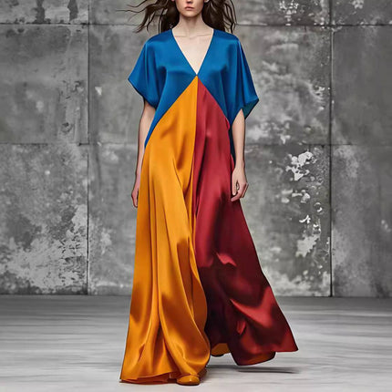 Round Neck Loose Short Sleeves Dress - Royalessencelux