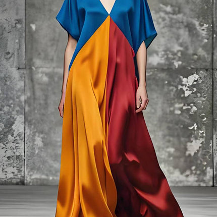 Round Neck Loose Short Sleeves Dress - Royalessencelux