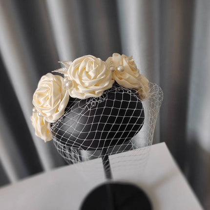 Bridal Large Flower Satin Veil Hair Hoop Headdress Wedding Dress With Accessories - Royalessencelux