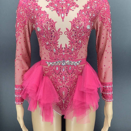 Dance Sexy Shiny Rhinestone Mesh Jumpsuit Stage Performance Costume Women - Royalessencelux