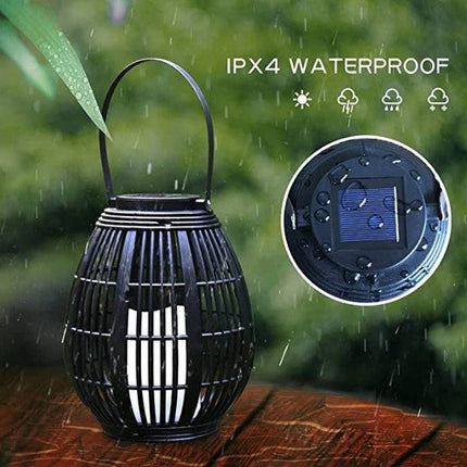 Explosive Solar Retro Patio Plastic Oval Rattan Wind Lamp - Royalessencelux