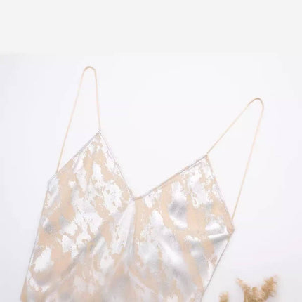 Women's Metal Foil Printed Underwear Dress - Royalessencelux