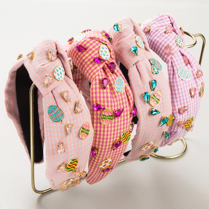 Fashion Plaid Fabric Hand-stitched Easter Headband - Royalessencelux