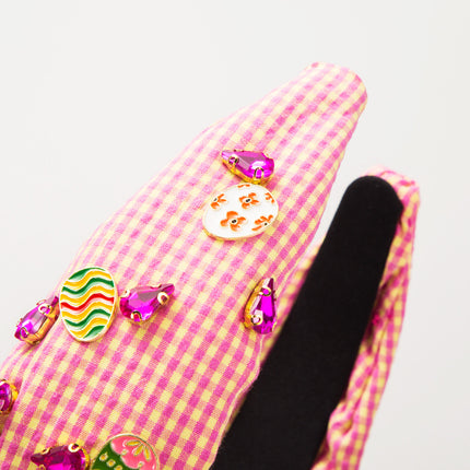 Fashion Plaid Fabric Hand-stitched Easter Headband - Royalessencelux