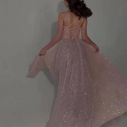 Sequined Backless Evening Dress - Royalessencelux