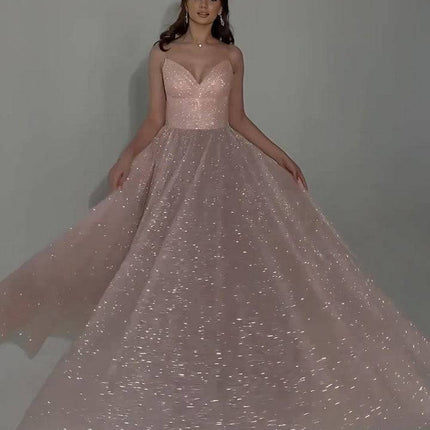 Sequined Backless Evening Dress - Royalessencelux