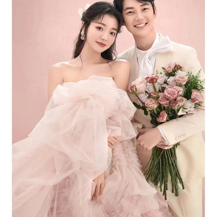 Street Photography Pettiskirt Colored Mesh Temperament Banquet Light Wedding Dress - Royalessencelux