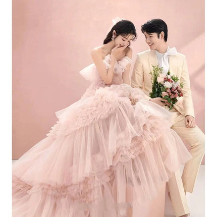 Street Photography Pettiskirt Colored Mesh Temperament Banquet Light Wedding Dress - Royalessencelux