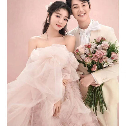 Street Photography Pettiskirt Colored Mesh Temperament Banquet Light Wedding Dress - Royalessencelux