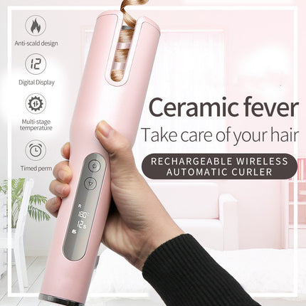 Wireless Automatic Curler USB  LCD Screen Ceramic Heating Anti-perm Curler - Royalessencelux