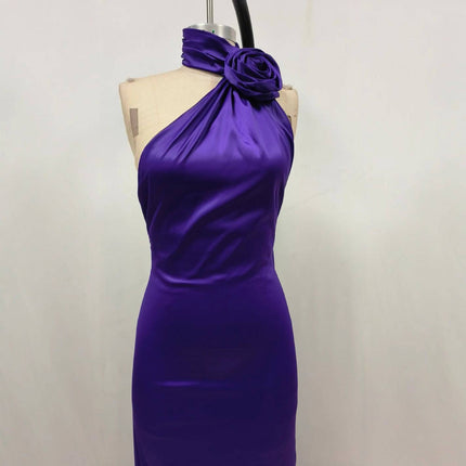 Fitted High Waist Pure Color Holder Evening Dress - Royalessencelux