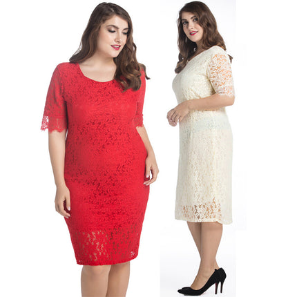 Plus size women's five-point sleeve dress - Royalessencelux