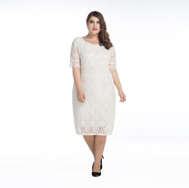 Plus size women's five-point sleeve dress - Royalessencelux