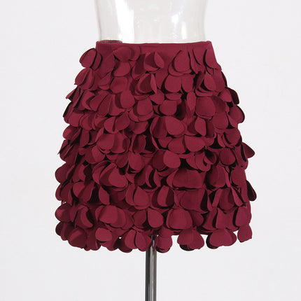 Design Sense Stitching Wafer Decoration Short A- Line Skirt - Royalessencelux