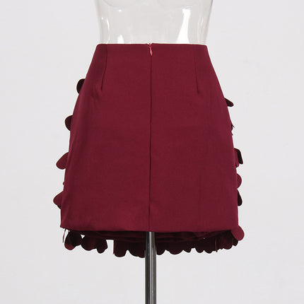 Design Sense Stitching Wafer Decoration Short A- Line Skirt - Royalessencelux