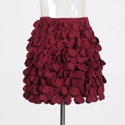 Design Sense Stitching Wafer Decoration Short A- Line Skirt - Royalessencelux