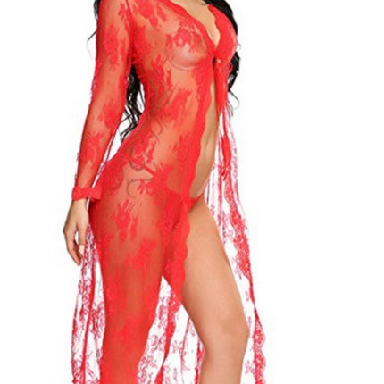 Lace bathrobe lace dress sexy large size pajamas - Royalessencelux