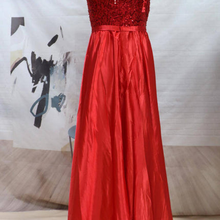 Women's Temperament Long Banquet Evening Dress Suspenders Sequined Large Skirt - Royalessencelux