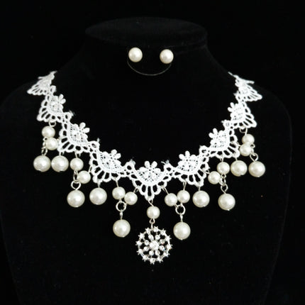 Manufacturers selling handmade cloth wedding bride freshwater pearl necklace set high-end accessories pendant set - Royalessencelux