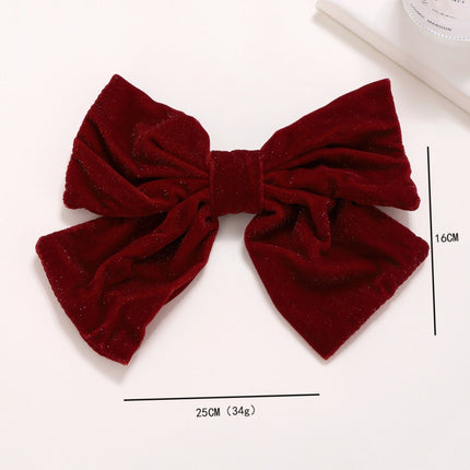 Red Flannel Big Bow Spring Clip Barrettes - Royalessencelux