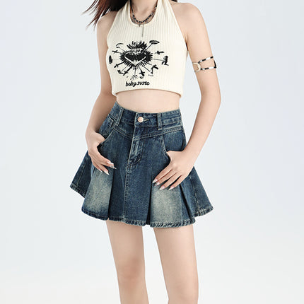 All-matching Vintage Denim Skirt Women's High Waist - Royalessencelux