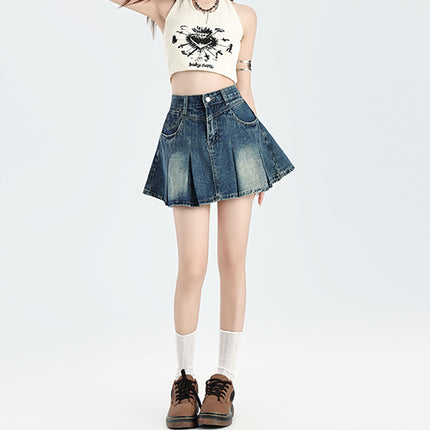 All-matching Vintage Denim Skirt Women's High Waist - Royalessencelux