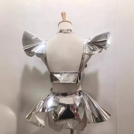 Stage Costume Sexy Bright Hard Patent Leather Suit - Royalessencelux