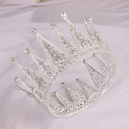 Alloy Retro Round Bridal Crown Hair Ornament - Royalessencelux