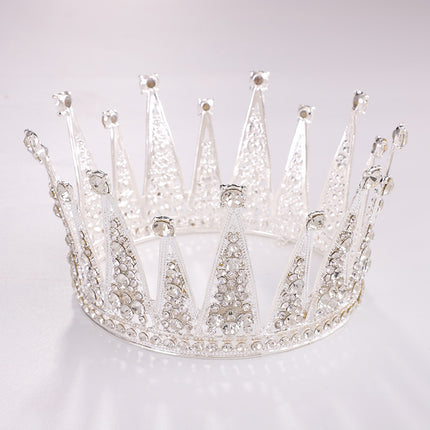 Alloy Retro Round Bridal Crown Hair Ornament - Royalessencelux