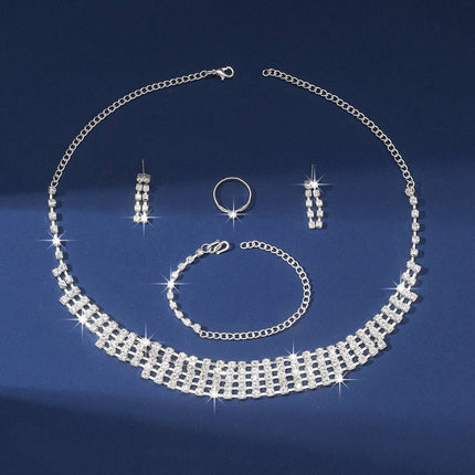 Claw Chain Necklace Bracelet Earrings Four-piece Ring Set Pack - Royalessencelux