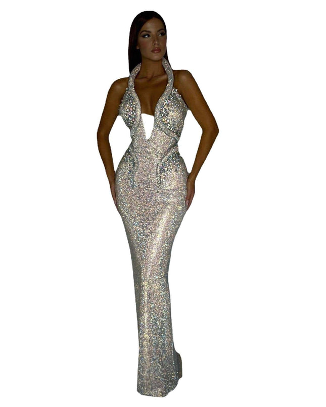 Sexy Sequined Banquet Dress Sheath Trailing Evening Dress - Royalessencelux