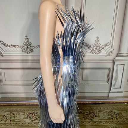 Stage Advanced Light Luxury Evening Dress Sequined Design Side Slit Tail Slim Temperament - Royalessencelux