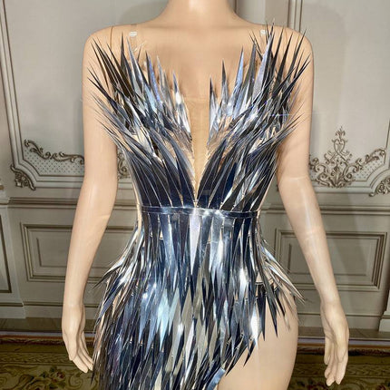 Stage Advanced Light Luxury Evening Dress Sequined Design Side Slit Tail Slim Temperament - Royalessencelux