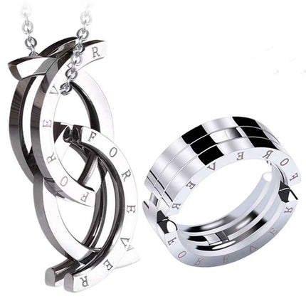 Fashion Deformation Ring Kissing Fish Creative Couple Necklace - Royalessencelux