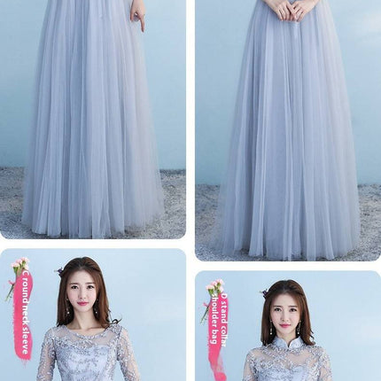 Long Bridesmaid Blue Wedding Dress Girlfriends Party Dress - Royalessencelux