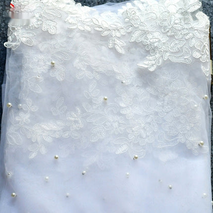 Exquisite Lace Black Veil Pearl Bridal Veil - Royalessencelux