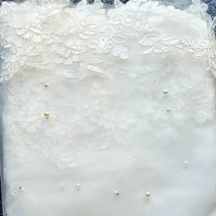 Exquisite Lace Black Veil Pearl Bridal Veil - Royalessencelux