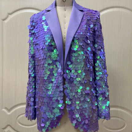 Loose Sequin Fashion Suit Top High Dinner Party Temperament Coat - Royalessencelux