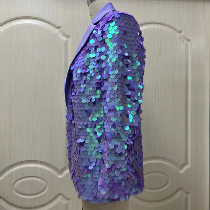 Loose Sequin Fashion Suit Top High Dinner Party Temperament Coat - Royalessencelux