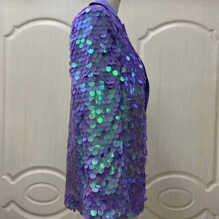 Loose Sequin Fashion Suit Top High Dinner Party Temperament Coat - Royalessencelux