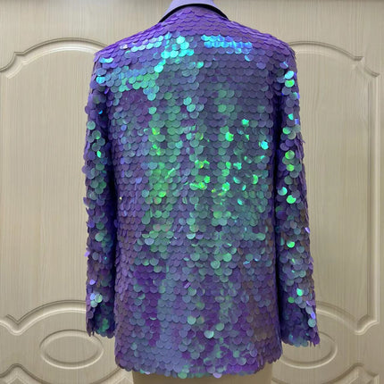 Loose Sequin Fashion Suit Top High Dinner Party Temperament Coat - Royalessencelux
