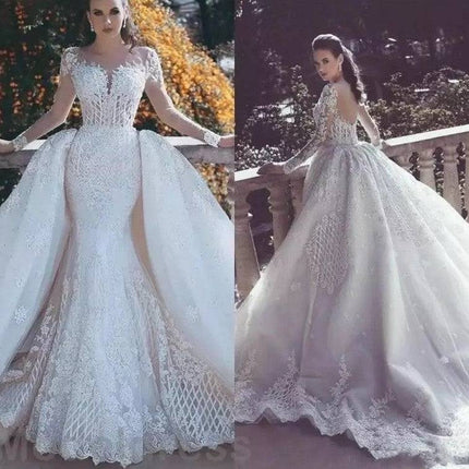 Africa Mermaid Wedding Dresses Long Sleeves Bridal Gowns - Royalessencelux