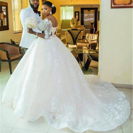 Pregnant Women Princess Wedding Dress Wedding Plus Size Tail Wedding Dress - Royalessencelux