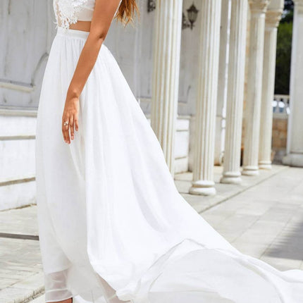 Chiffon Lace Trailing Wedding Large Swing Dress - Royalessencelux