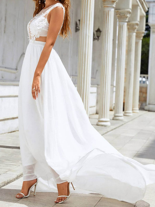 Chiffon Lace Trailing Wedding Large Swing Dress - Royalessencelux