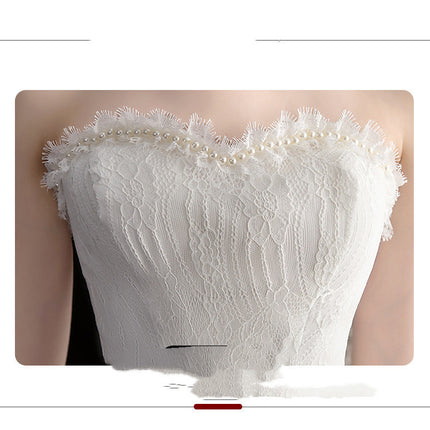 Short Front And Back Length Small Trailing Wedding Dress - Royalessencelux