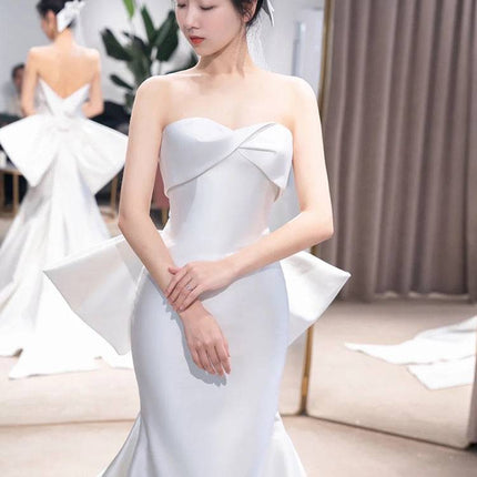 The New Small Trailing Temperament Trailing Simple And Thin Mermaid Wedding Dress - Royalessencelux