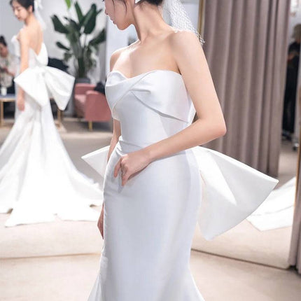The New Small Trailing Temperament Trailing Simple And Thin Mermaid Wedding Dress - Royalessencelux