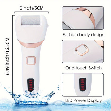 Electric Foot Grinder And Callus Remover, Electric Foot Polisher, Rechargeable Foot Washing And Pedicure Kit, Suitable For Cracked Heels And Dead Skin, With 3 Roller Heads - Royalessencelux